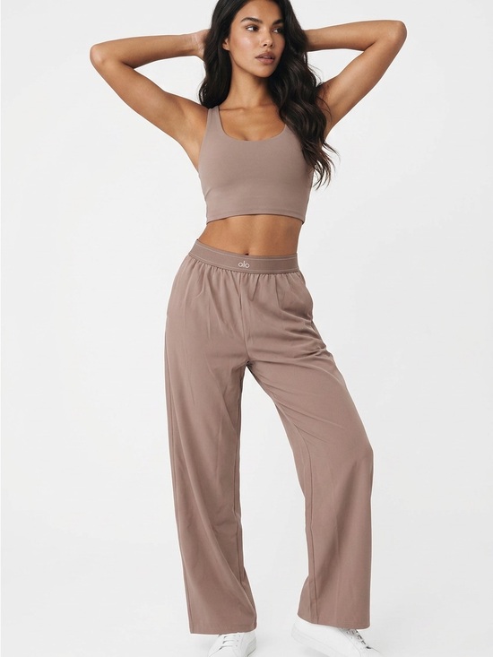 ALO Yoga Pants - ALO Yoga Mauve Brown Elastic-Waist Lounge Pants